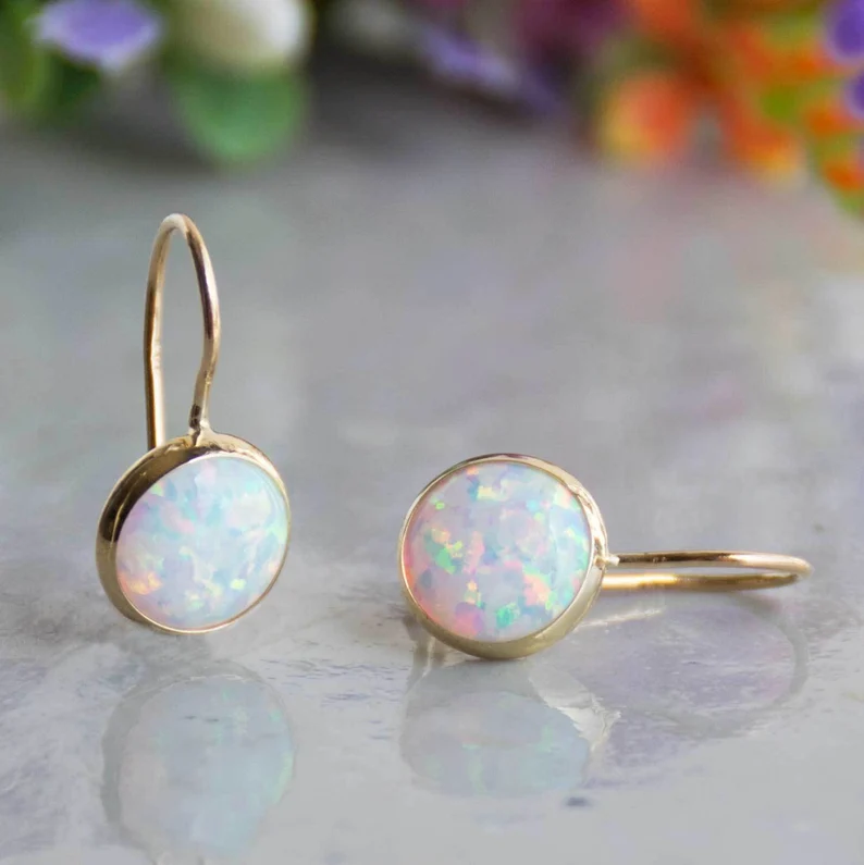 Antique Gold Earrings with Opal Stone